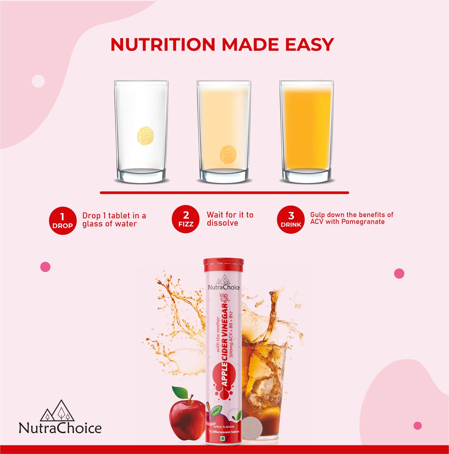 Apple Cider Vinegar Effervescent tablets with Mother for weight loss