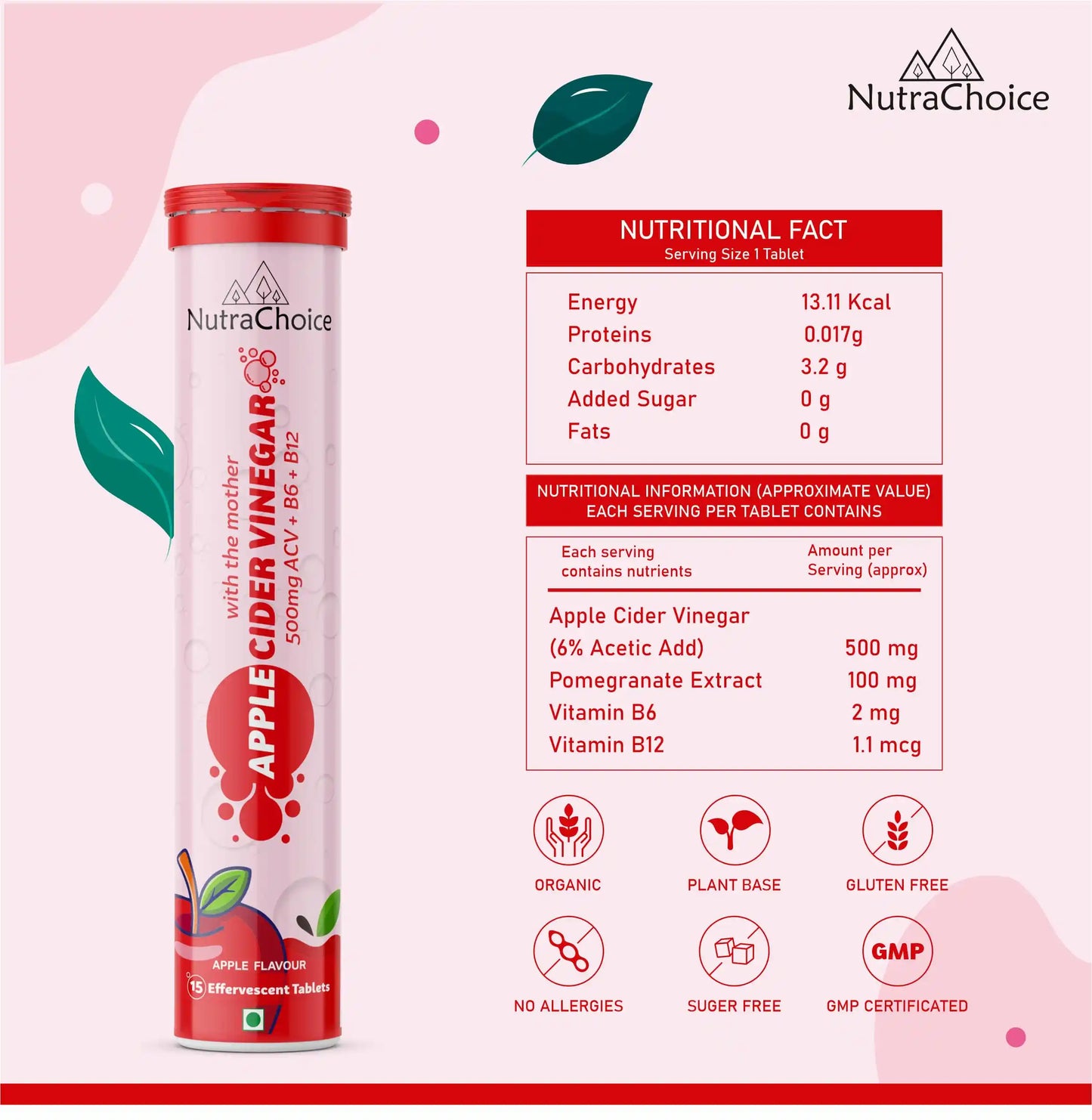 Apple Cider Vinegar Effervescent tablets with Mother for weight loss