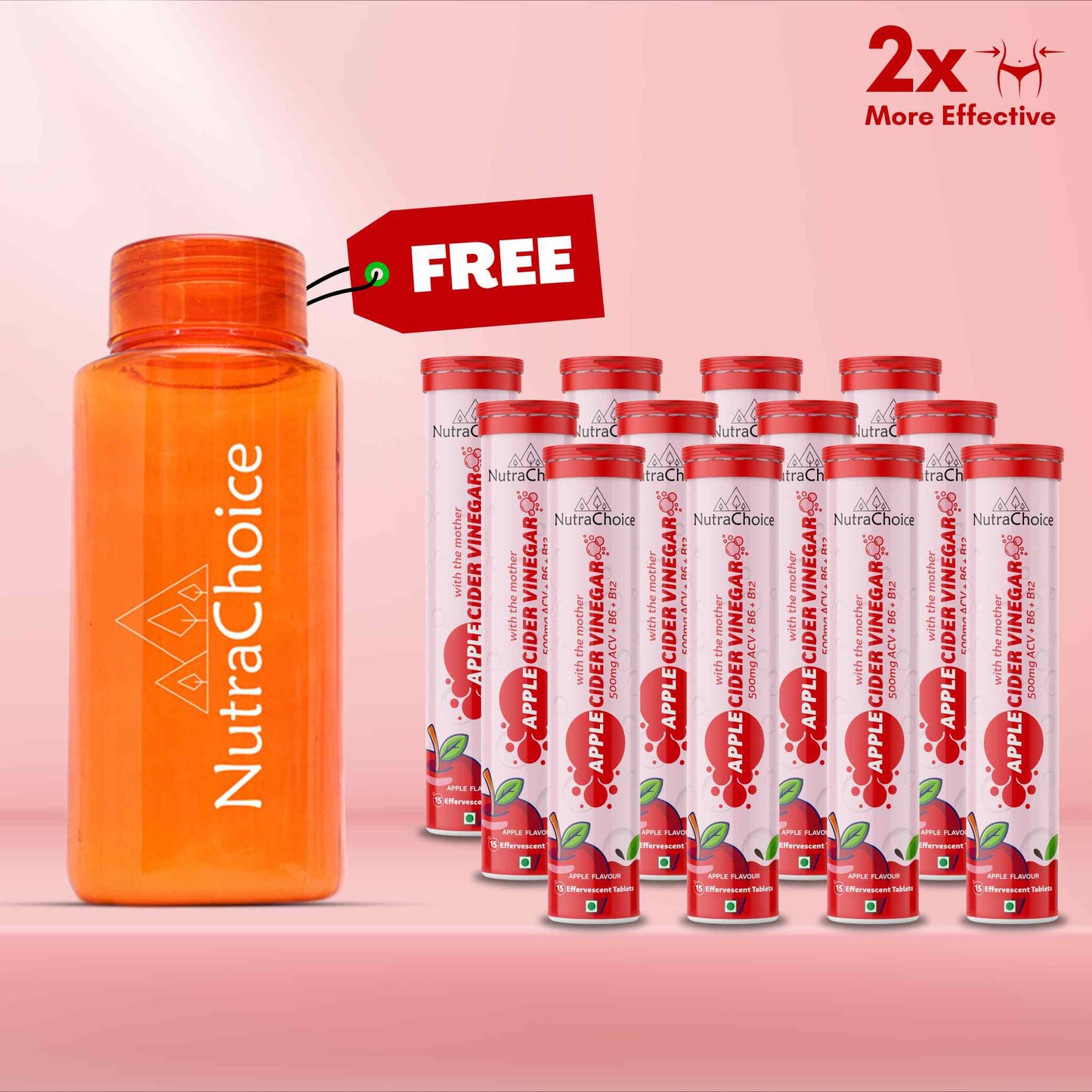 Apple Cider Vinegar Effervescent tablets 2x more Effective with Mother for weight loss