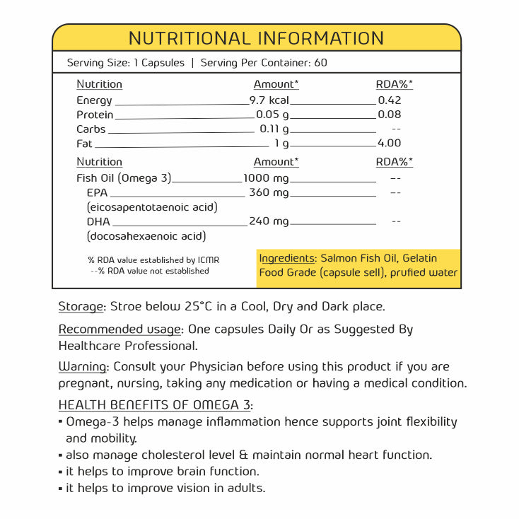 NutraChoice Fish Oil Triple Strength 1000mg (60 Capsules) 360 EPA, 240 DHA and 400mg other omega For Healthy Heart, Brain, Bones, Joint Care & Eye Health | Salmon Fishoil