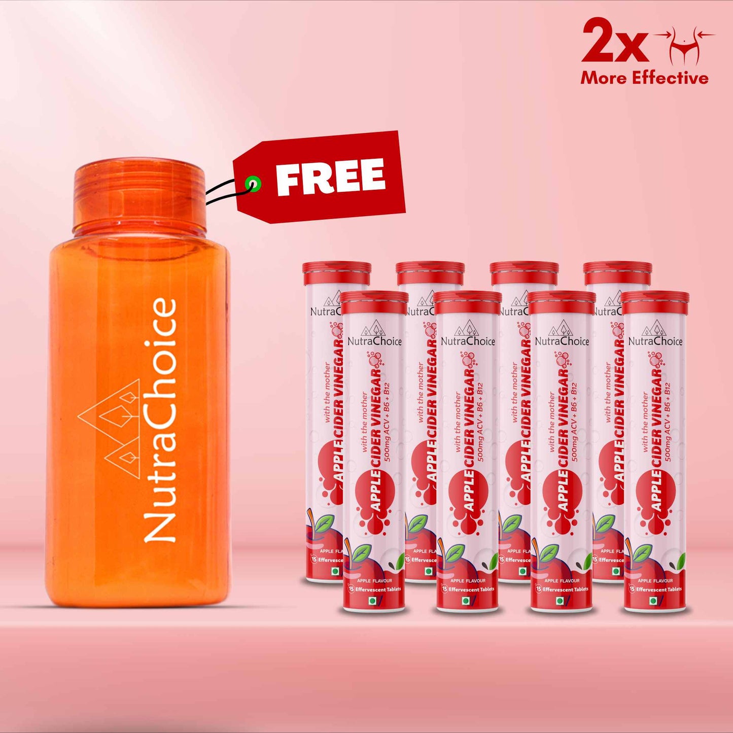 Apple Cider Vinegar Effervescent tablets 2x more Effective with Mother for weight loss
