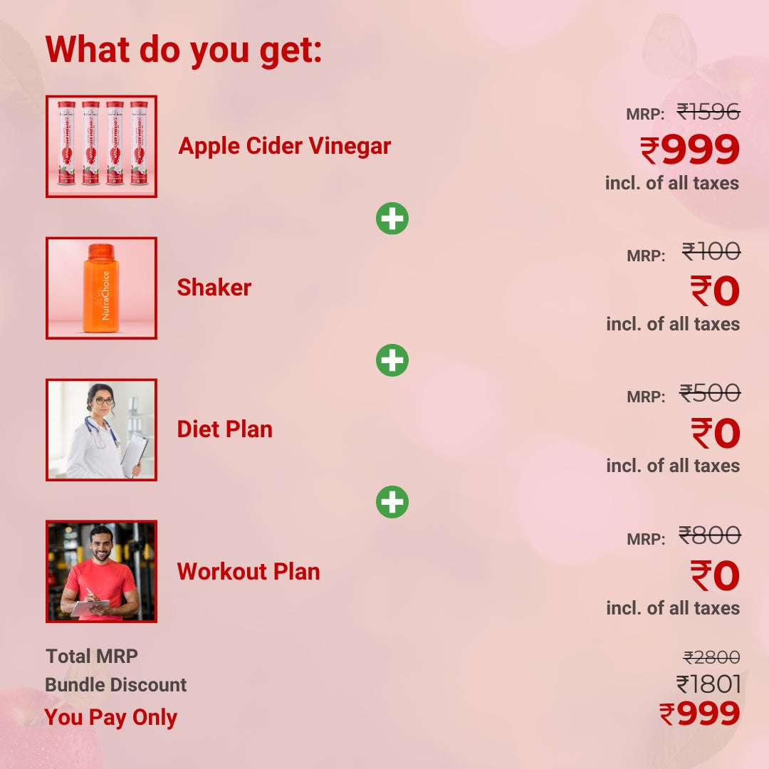 Apple Cider Vinegar Effervescent tablets 2x more Effective with Mother for weight loss