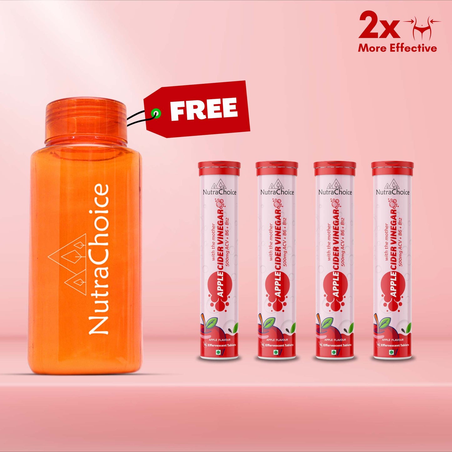 Apple Cider Vinegar Effervescent tablets 2x more Effective with Mother for weight loss