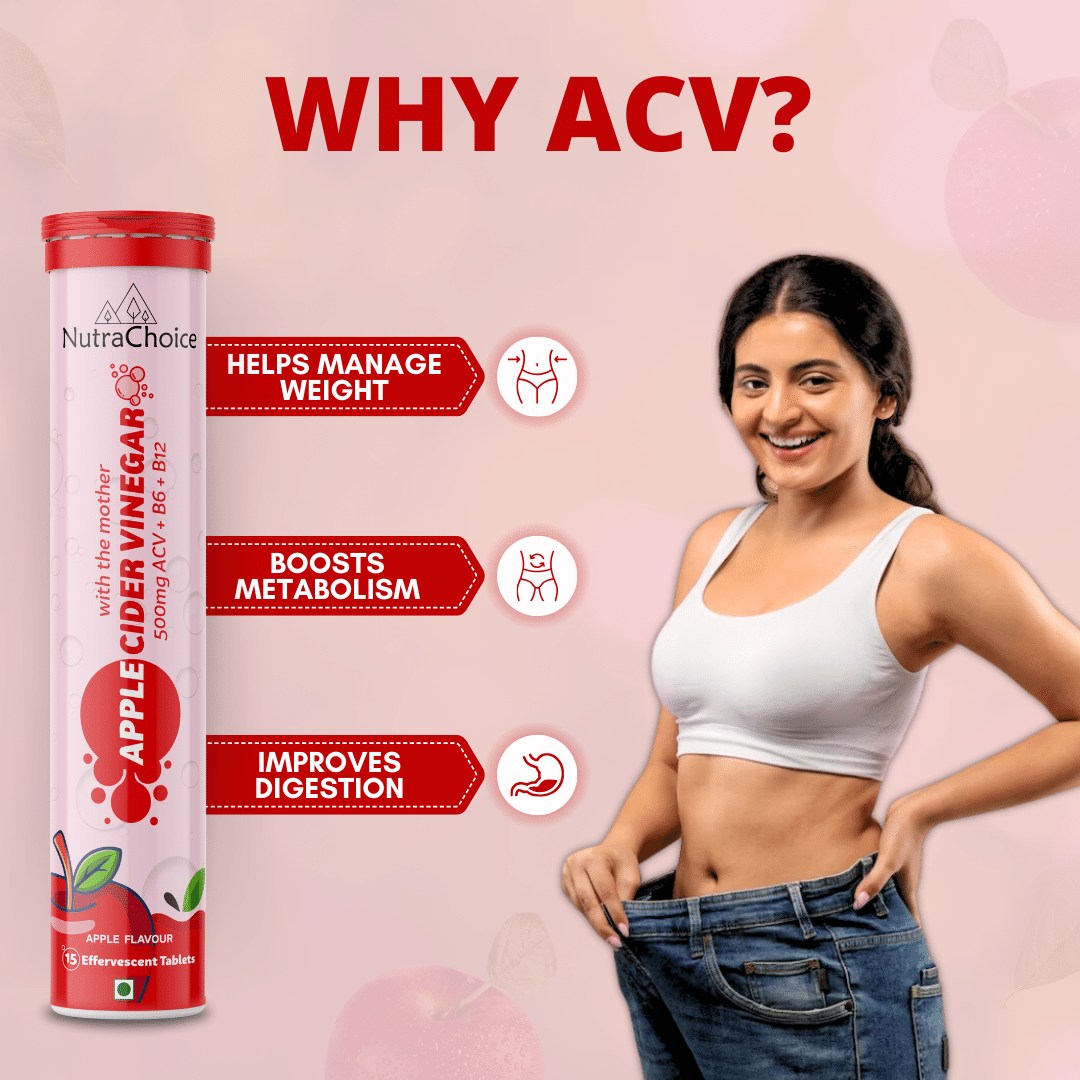 Apple Cider Vinegar Effervescent tablets 2x more Effective with Mother for weight loss